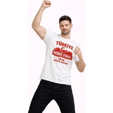 Erkek Türkiye Baskılı Tişört Ay Yıldız 2026 Dünya Kupası Taraftar Forma T-Shirt - Beyaz