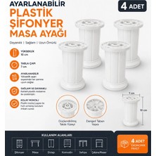 Diko Ayarlanabilir 10 cm Beyaz Plastik Ayak Dolap Mobilya Tezgah Yükseltici Ayak (4 Adet)