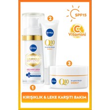 Nivea SPF15 Güneş Koruyucu Q10 Energy Gündüz Yüz Bakım Kremi 50ml, Luminous630 Thiamidol Etkili Leke Karşıtı Serum 30ml ve Göz Kremi