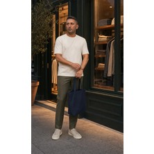 Modi Green Premium Oysho Regular Oversize Unisex Sıfır Yaka Kısa Kollu Esnek Tişört - Ekru