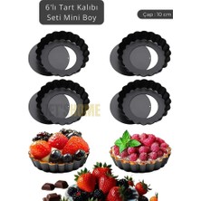Jet's Home 6’lı Set Mini Boy Tart Kalıbı Çıkartılabilir Tabanlı Turta Kalıbı Karbon Çelik Kek Kalıbı 10 cm