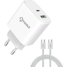 Ktools 45W Gan Hızlı Şarj Aleti Pd 3.0 Type-C Kablolu Adaptör Telefon Tablet ve Dizüstü Bilgisayar Uyumlu