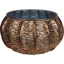 Herdekora Metal Saksı Kabartma Desenli Gold Eskitme 34,5X22 Cm.