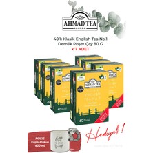Ahmad Tea 7 Paket, 40'lı Klasik English Tea No.1 Demlik Poşet Çay 80 G ve Rakun Kupa