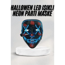 TeknoKapsül LED Işıklı Neon Maske Cadılar Bayramı Maskesi Korkunç Korku Maskesi