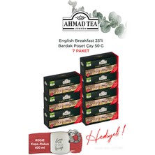 Ahmad Tea English Breakfast 25'li Bardak Poşet Çay, 7 Paket ve Rakun Kupa
