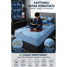 Mislina Home Pamuklu Kapitoneli Araba Desenli Sıvı Su Geçirmez Fitted Yatak Koruyucu Alez Çarşaf Gerektirmez Tek Kişilik 90x190cm