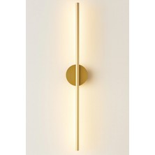 Mikasso Modern Kablosuz Tak Çalıştır Ledli Pilli Aç Kapa Butonlu Aplik 70 cm Gold Pil Dahildir Alüminyum Alt