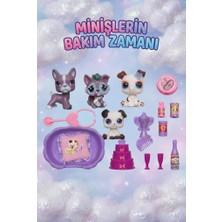 Farbu Oyuncak Minişlerin Bakım Zamanı Pet Shop Oyun Seti - Kaleme Takılabilir Sevimli Köpek Figürlü ve Aksesuarlı 3 Yaş+ Çocuk Oyuncak