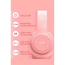 Eco Lounge Mor Renkli Kulak Üstü Bluetooth Kulaklık, Kablolu Bağlantı ve Kedi Kulağı Tasarımı