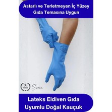 Svein #eldiven Genel Kullanım Lateks Eldiven Gıda Uyumlu Doğal Kauçuk Kimyasal Dirençli Astarlı Kaymaz Temizlik Bulaşık Bahçe Mutfak Hijyen Endüstriyel Ev Iş Eldiveni Uzun Ömürlü Konforlu
