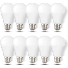 Mikasso 10 Adet LED Ampul 9W Enerji Tasarruflu 10'lu Paket Günışığı (Sarı) 3200 Kelvin E27 1185222 Çok Renkl