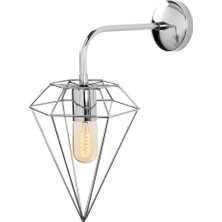 Mikasso Elmas Geometrik Tel Başlık Metal Tekli Aplik Krom, Modern Dekoratif Duvar Lambası ELMAS-6302 Metal M