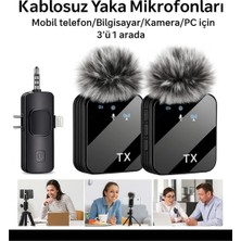 Eco Lounge 3'ü 1 Arada Kablosuz Yaka Mikrofonu Seti ile Type-C, Lightning ve Jack Girişli Cihazlarda Kayıt