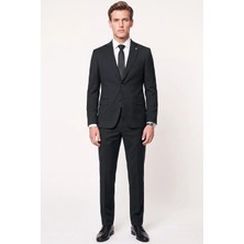 Efor Erkek Slim Fit Mono Yaka Esnek Yünlü Siyah Takım Elbise TK 2026