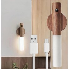 Mikasso USB Şarjlı Sensörlü Mıknatıslı Ahşap Görünümlü Taşınabilir Duvar Aplik Çok Renkli Belirtilmemiş