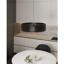 Mikasso Modern Avize Gölge Aydınlatmalı Ahşap Avize Sarkıt Salon Avize Ahşap 1 E27 Siyah Salon / Oturma Odas