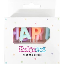 Le Mabelle Çok Renkli  Makaron Happy Birthday Harf Mum Set