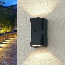 Mikasso 7 W Rodos Iki Yönlü Dekoratif Kare Duvar Aplik - Gün Işığı (3000K) - Siyah - IP44 - CT-7065 Plastik