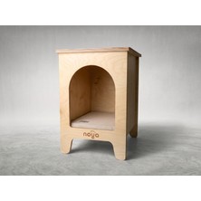 Noya House Yanda – Minimal Ahşap Yan Sehpa ve Pet Yaşam Alanı (Kedi & Küçük Köpek)