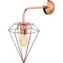 Mikasso Elmas Geometrik Tel Başlık Metal Tekli Aplik Bakır Kaplama,modern Dekoratif Duvar Lambası ELMAS-6303