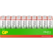 Gp Batteries GP15A Red Alkalin LR6/E91/AA Kalem Pil, 1.5 Volt, 40’lı Paket, Yeşil/beyaz/kırmızı Ekonomik Seri