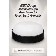 Mikasso Apartman Merdiven Tavan Üstü Armatür Avize Siyah Sensörsüz LED Uyumlu Dayanıklı Gövde Şık Aydınlatma