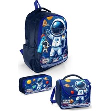 Coral High Lacivert Astronot-Space Desenli 3’lü Okul Çanta Seti