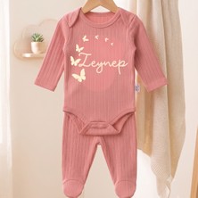 Egg Baby Isimli Kişiye Özel Yenidoğan Hastane Çıkışı 2 Li Bebek Takım %100 Pamuk Zıbın ve Pantalon Kız Bebek