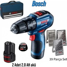Bosch 12 V Çift Akülü Darbeli Vidalama Makinesi + 39 Parça Vidalama Set