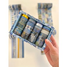 Kağıt Gemi Dükkan Vintage Blue Impression Gallery 24'lü Dekoratif Washi Bant Koleksiyon Seti/washi Tape/desenli Bant