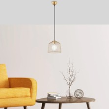 Mikasso Cat Tekli Tel Sarkıt Avize Parlak Gold, Modern Dekoratif Metal Lamba CAT-12060 1 Belirtilmemiş E27 A