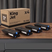 Kingjet Kyocera Uyumlu TK-3190 Standart Kapasiteli (4'lü Paket) Çipli Muadil Toner | Ecosys P3060DN