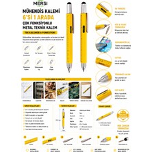 Mersi Shop Mühendis Kalemi – 6'sı 1 Arada Çok Fonksiyonlu Metal Teknik Kalem Sarı