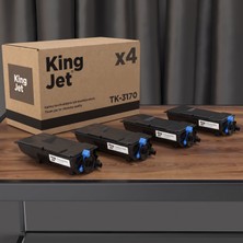 Kingjet Kyocera Uyumlu TK-3170 Standart Kapasiteli (4'lü Paket) Çipli Muadil Toner | Ecosys P3155DN