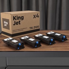 Kingjet Kyocera Uyumlu TK-3100 Standart Kapasiteli (4'lü Paket) Çipli Muadil Toner | Ecosys FS-4200DN