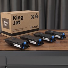 Kingjet Kyocera Uyumlu TK-3160 Standart Kapasiteli (4'lü Paket) Çipli Muadil Toner | Ecosys M3145DN