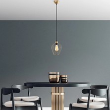 Mikasso Armut Tekli Tel Sarkıt Avize Parlak Gold, Modern Dekoratif Metal Lamba ARMUT-6677 1 Belirtilmemiş E2