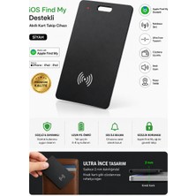 Vivatech Aircard Find My Destekli Kartlık Takip Cihazı iPhone ve Android Uyumlu Kablosuz Şarj Akıllı Gps Siyah