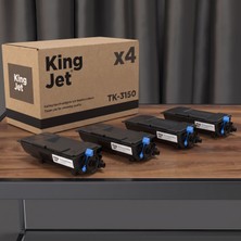 Kingjet Kyocera Uyumlu TK-3150 Standart Kapasiteli (4'lü Paket) Çipli Muadil Toner | Ecosys M3540IDN