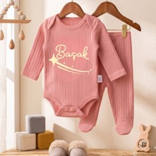 Egg Baby Isimli Kişiye Özel Yenidoğan Hastane Çıkışı 2 Li Bebek Takım %100 Pamuk Zıbın ve Pantalon Kız Bebek