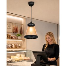 Mikasso JC22-22 Dekoratif Ithal Cam Tekli Tavan Sarkıt Modern Iç Mekan Cam 1 E27 Altın Antre / Hol