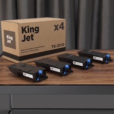 Kingjet Kyocera Uyumlu TK-3170 Standart Kapasiteli (4'lü Paket) Çipli Muadil Toner