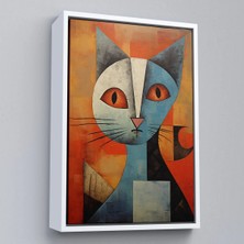Trezon Ahşap Çerçeveli Pablo Picasso Tarzı - Soyut Renkli Kedi TABLO-7373