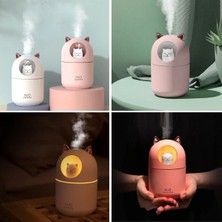 Eco Lounge Kedicik Figürlü Hava Nemlendirici – Ultrasonik Soğuk Buhar Makinesi, LED Işıklı Masaüstü Oda Nemlendirici