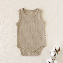 Mimu Baby %100 Pamuk Pointel Çıtçıtlı Bebek Zıbın - Latte