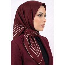 Hadiora  Bordo Çizgili Organik Pamuk Soft Eşarp
