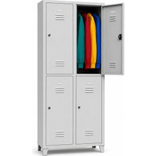 Ceasan 4 Kapılı Ekonomik Çelik Soyunma Dolabı 67X36X200 cm Gri (Ral 7035)
