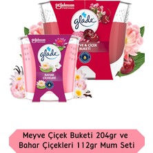 Glade Meyve Çiçeği Buketi Kokulu Büyük Mum 204GR  ve Bahar Çiçekleri Kokulu Küçük Mum 112 gr Set