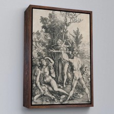 Trezon Ahşap Çerçeveli Albrecht Dürer - Herkül Yol Ayrımında Tablo - Hercules At The CROSSROADS-7326
